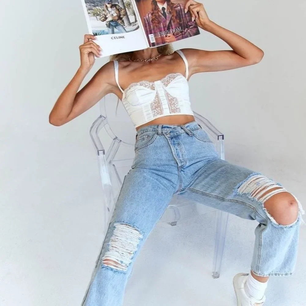 Princess Polly Leonarda Corset White Satin Top Sz 6 - Picture 5 of 8